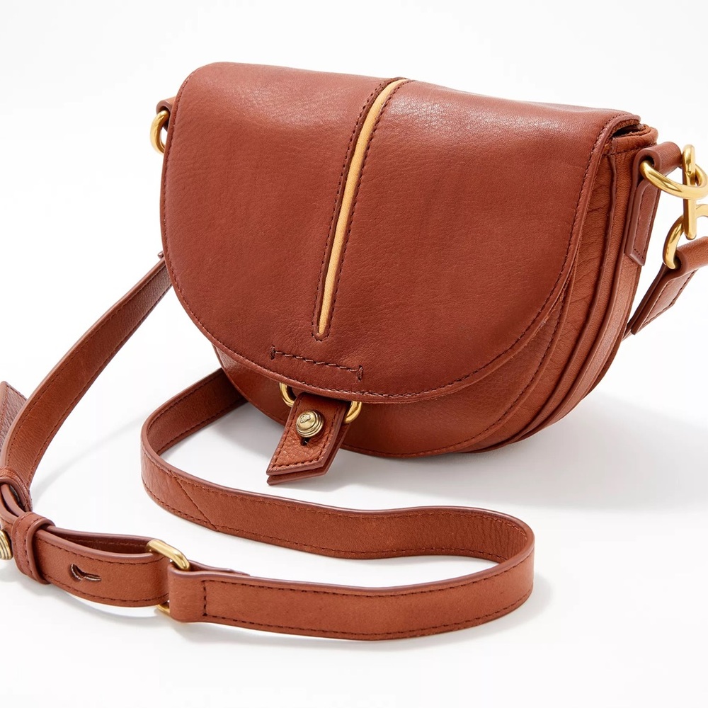 Alco Azalea Leather Saddle Bag with pouch in Brandy Brown